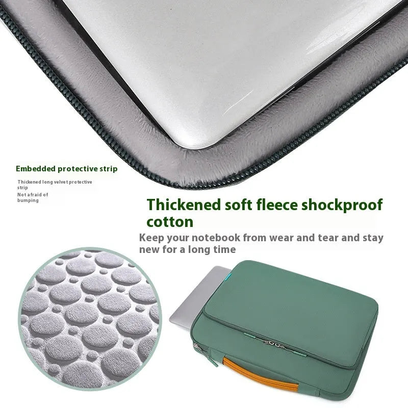 Laptop shock-proof liner bag in Oxford cloth with thick velvet lining, multi-colour options: beige, black, dark green, gray, purple, yellow
