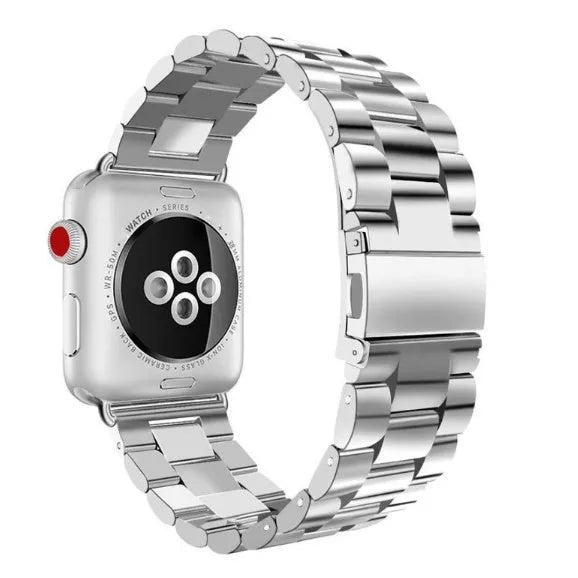 Classic stainless steel watchband in rose gold for 42mm watch case with metal link design