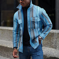 Men's casual double-breasted lapel jacket with digital print, loose fit, round hem, polyester blend, available in Black and White