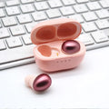 Black wireless Bluetooth stereo earbud headset with bilateral design for music and call functionality