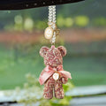 Violent bear car rearview mirror pendant with embedded artificial crystal rhinestones measuring 5x9cm