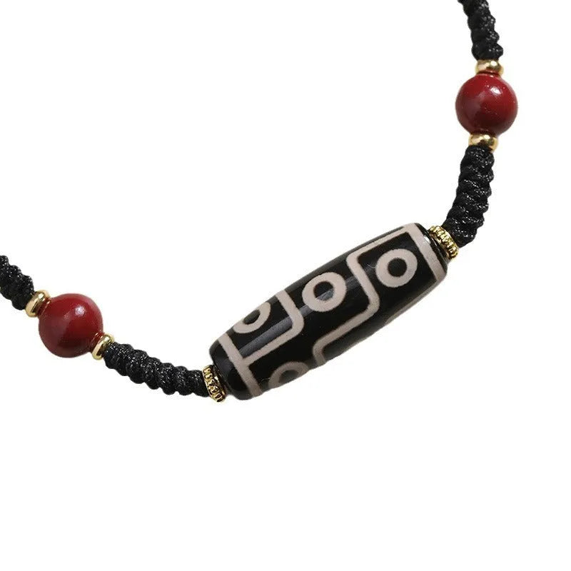 Tibetan agate Dzi bead bracelet for men with adjustable shrinkable design in natural stone