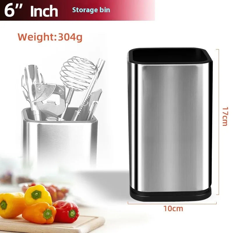 Stainless steel kitchen knife storage rack with detachable bottom for drainage in black colour