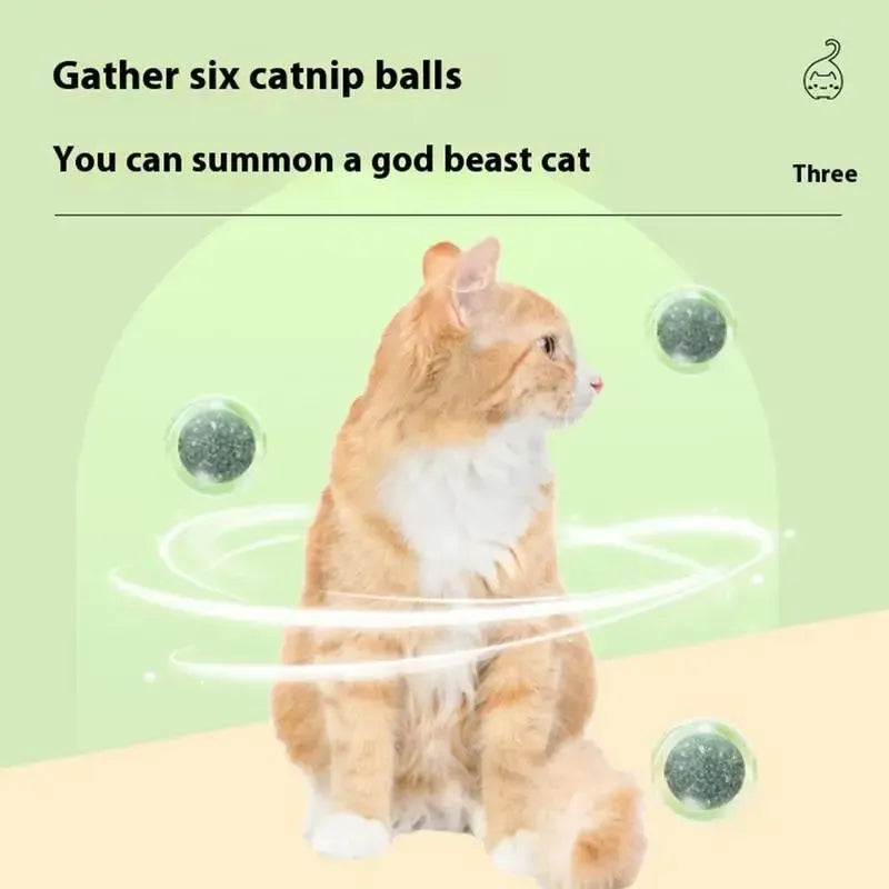 Green lotus-shaped catnip ball with stick-on wall backing for indoor cats
