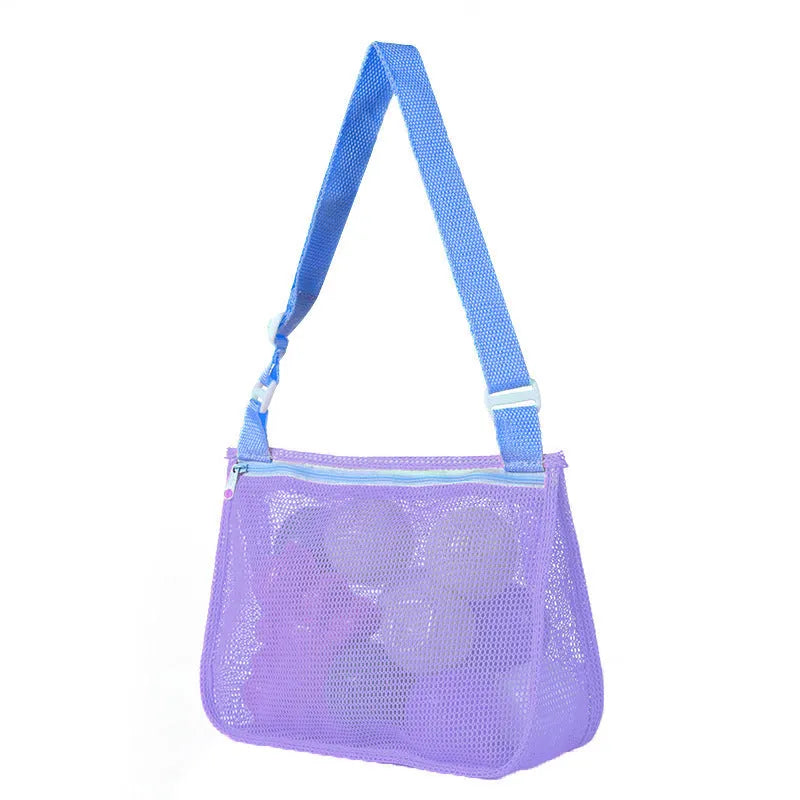 Blue nylon mesh children's travel storage bag with sealing function, 20x25x8 cm dimensions