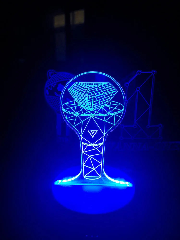 Transparent acrylic BTS Tower Gem display stand measuring 18cm tall
