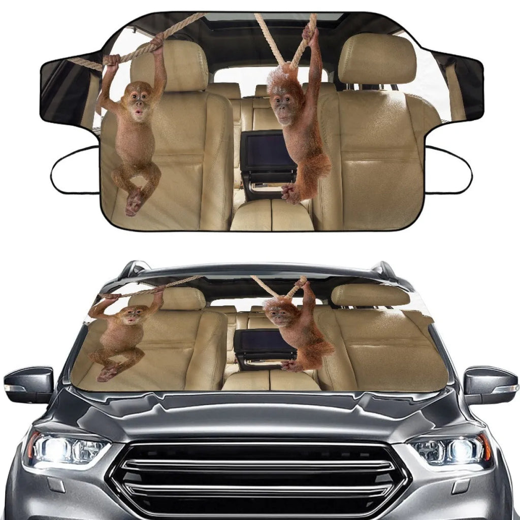 Car snow protection and sunshade cover in aluminium film fabric, size 130 by 70 cm