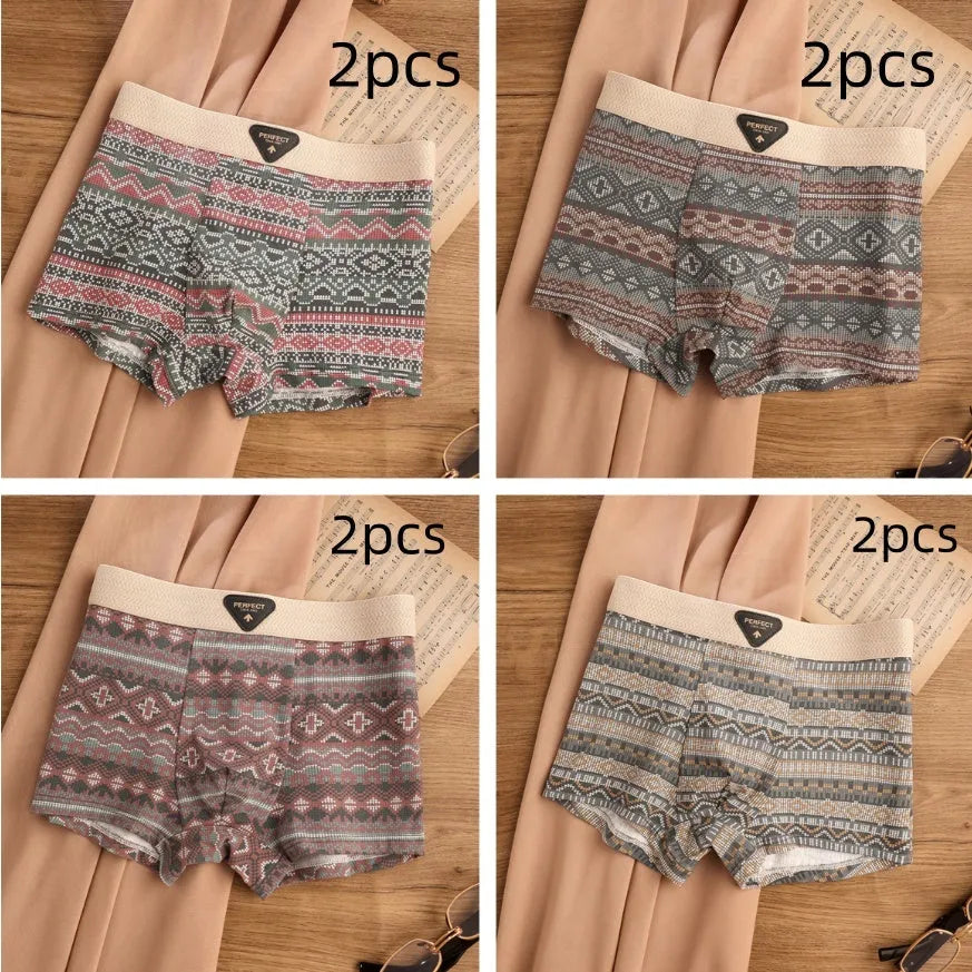 Men's cotton breathable antibacterial boxer shorts in check pattern, mid-rise waist, available in multiple colours and sizes
