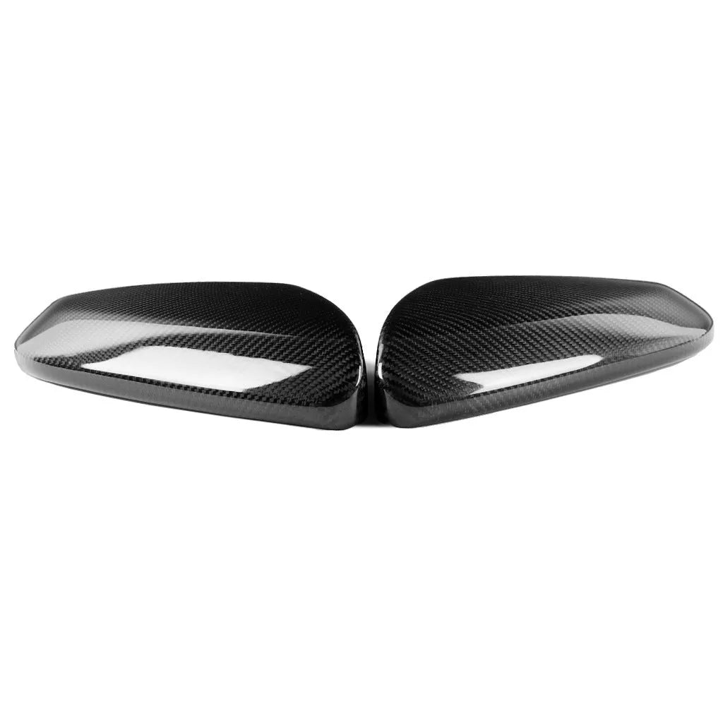 Carbon fibre rearview mirror shell sticker in black, 135mm x 305mm, for Honda Civic 10th generation