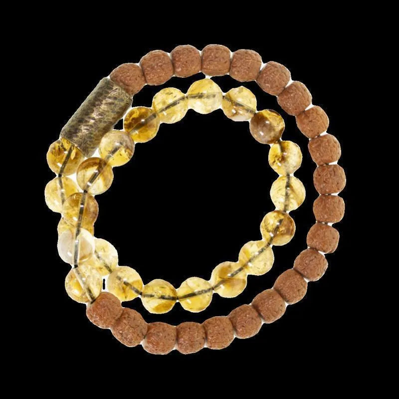 Retro LCD double circle bracelet with natural colour display in citrine colour