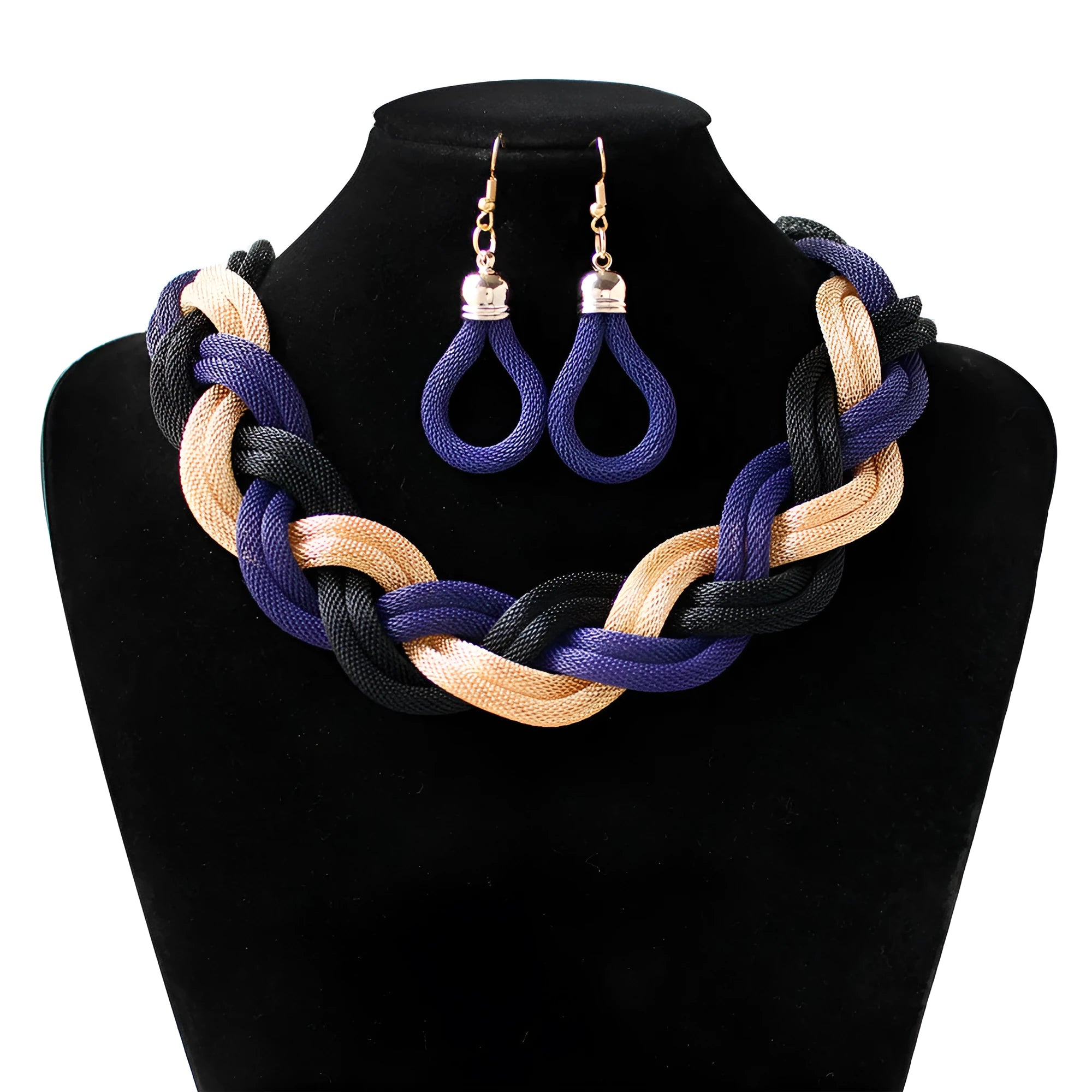Hand-woven rope necklace chain for women, zinc alloy, 53cm length, showing textured weave