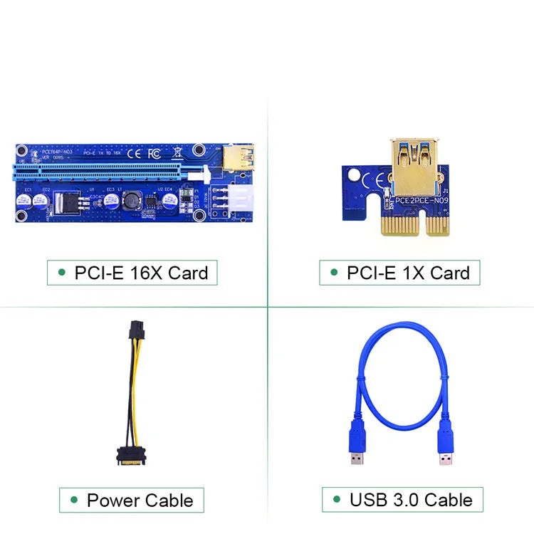 PCI-E 1X to 16X graphics card extension cord adapter, 60cm USB3.0 riser with solid capacitors and LED indicators