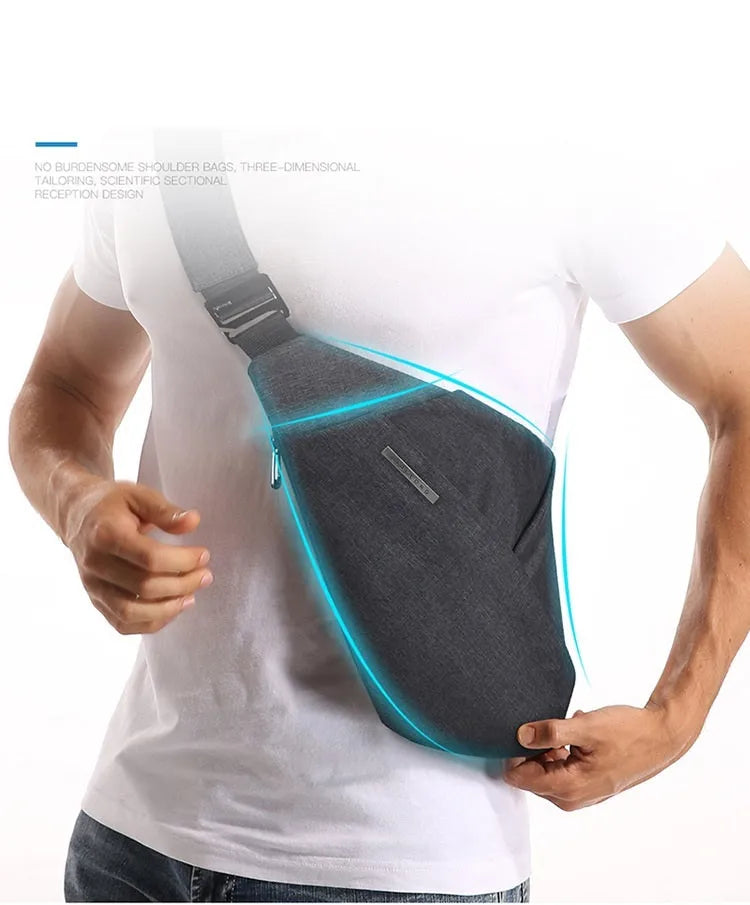 Dark grey right-shoulder polyester crossbody bag with anti-theft function, soft handle, file bag, and zipper pocket