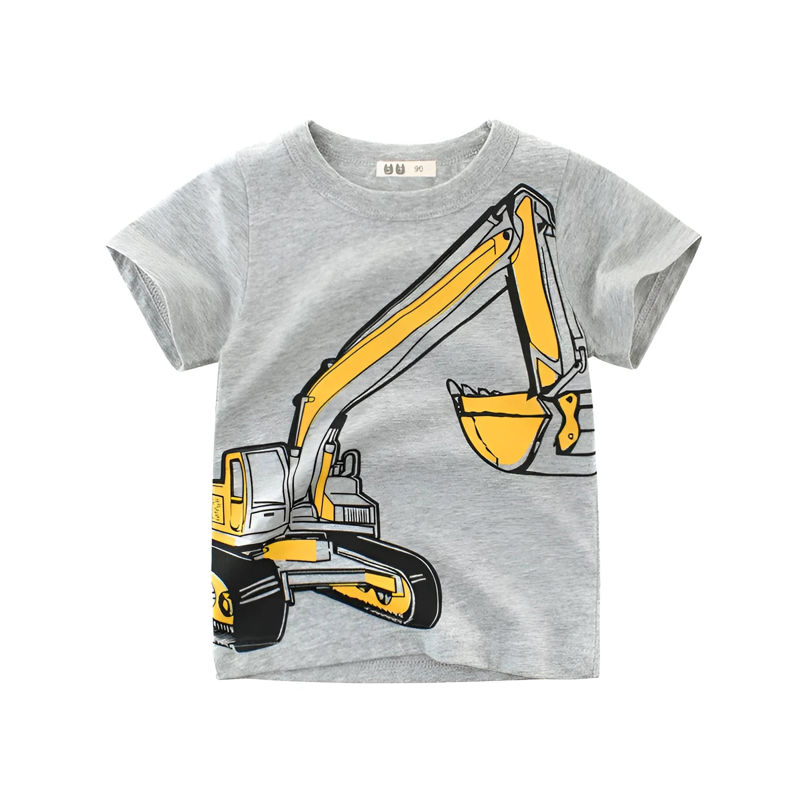 Children's cotton short sleeve T-shirt with cartoon print in flower ash colour, Korean style design