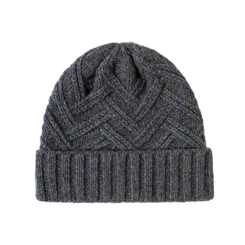 Wool knitted women's hat with dome crown in one of six colours: ivory white, khaki, red, brown, grey, or black.