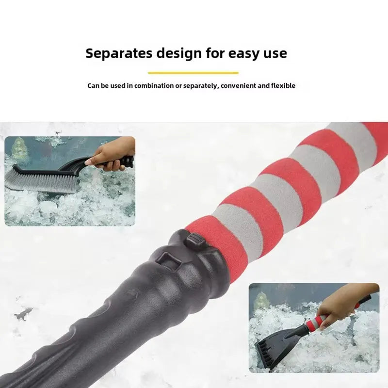 2-in-1 detachable car snow brush and ice scraper with foam grip handle and dense PP bristles