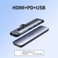 Compact USB dock expansion adapter with HDMI, USB 3.0, and charging ports on a short 0.09m cable.