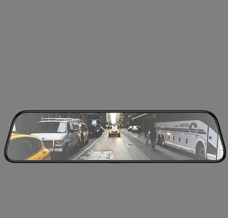 12-inch black rearview mirror car tachograph with touch screen for front and back video recording