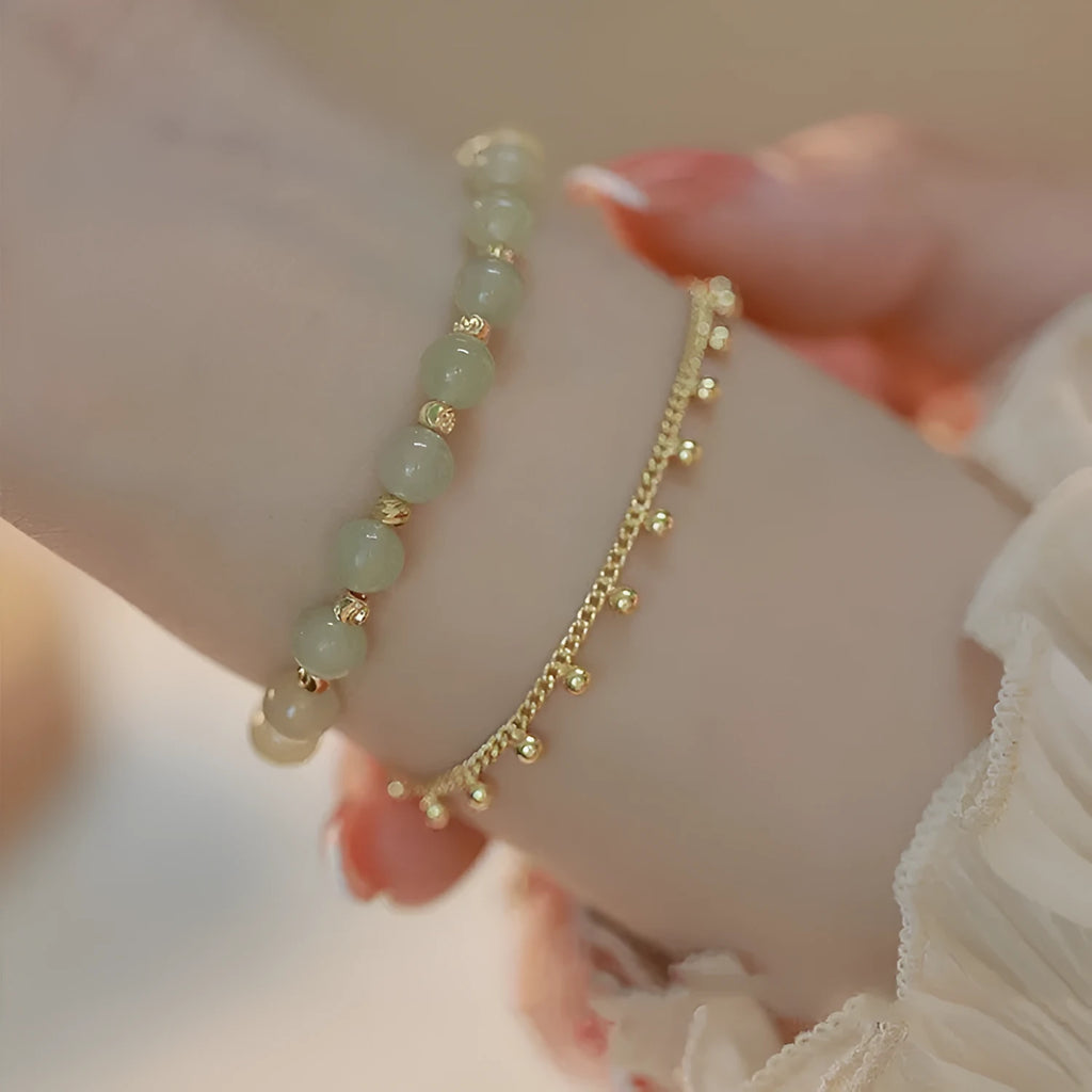 Natural Hetian Jade women's bracelet with princess charm handmade jewellery