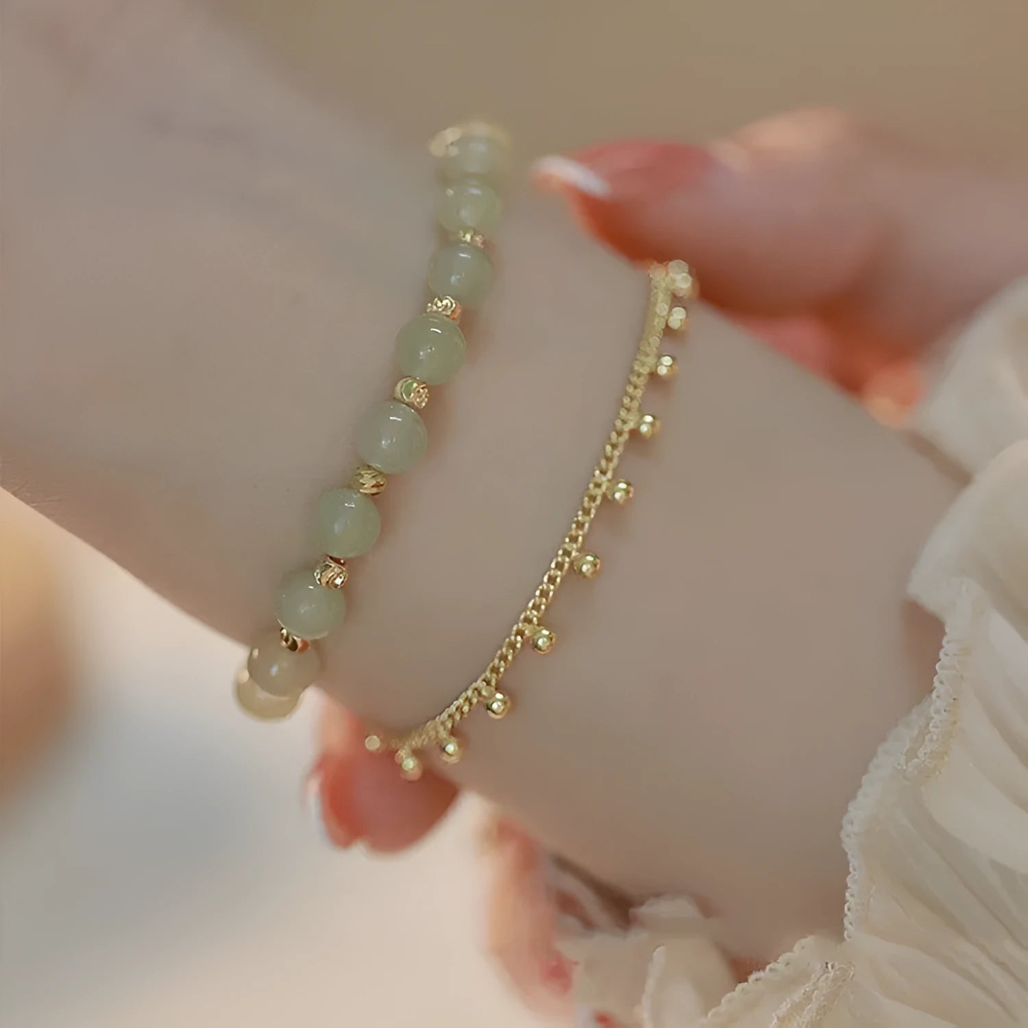 Natural Hetian Jade women's bracelet with princess charm handmade jewellery