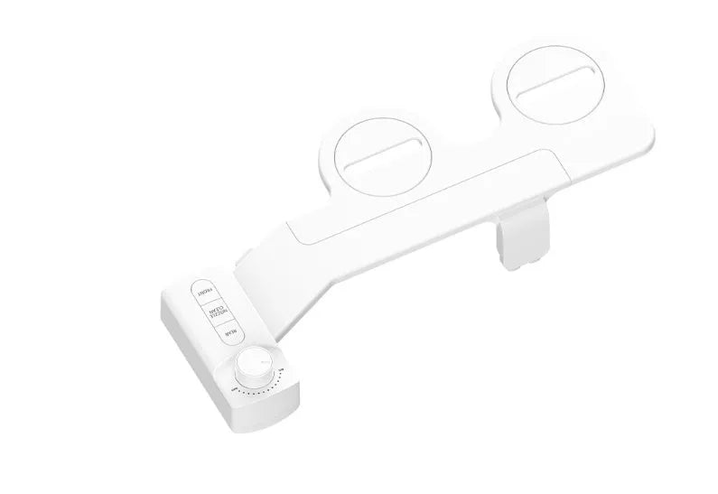 Pure white butt-lifting wash tool with detachable nozzle and one-click knob, no plug required.