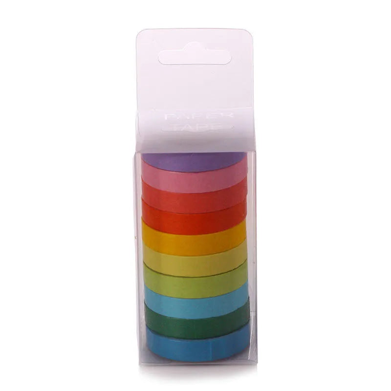 7.5mm washi candy tape set in 10 colours, 5m length, 0.03mm thin paper tape for DIY and cutting use