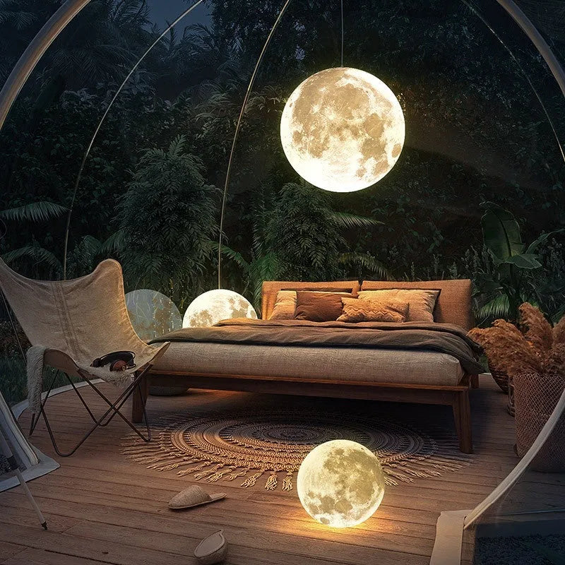 Moon chandelier planet art acrylic indoor ceiling light with warm light, 20cm to 150cm, 220V