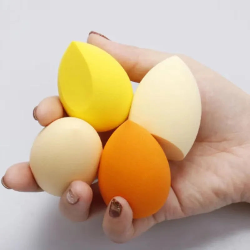 Set of 10 colourful non-latex makeup sponges in pear, bevel, drop, and peach heart shapes