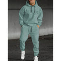 Letter printed men's casual sweater suit in black, showing top and trousers