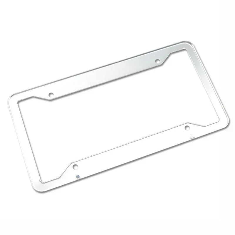Aluminium alloy licence plate frame in black, light grey, silver, or stainless steel finish for vehicle protection.
