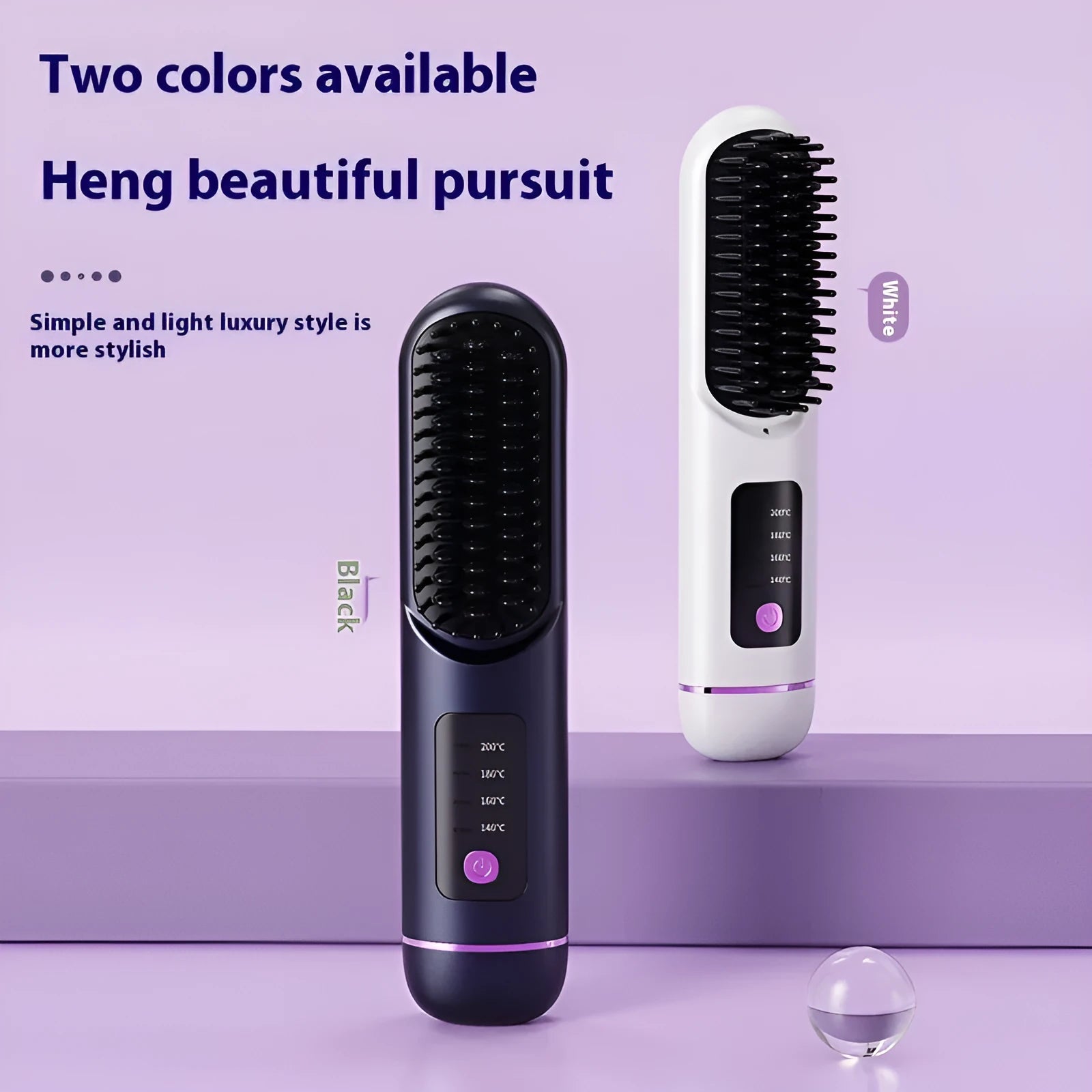 Portable charging negative ion straight hair comb in white, dark blue, or grey colour