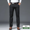 Men's non-iron straight leg trousers in four colours with waist size range 28-42
