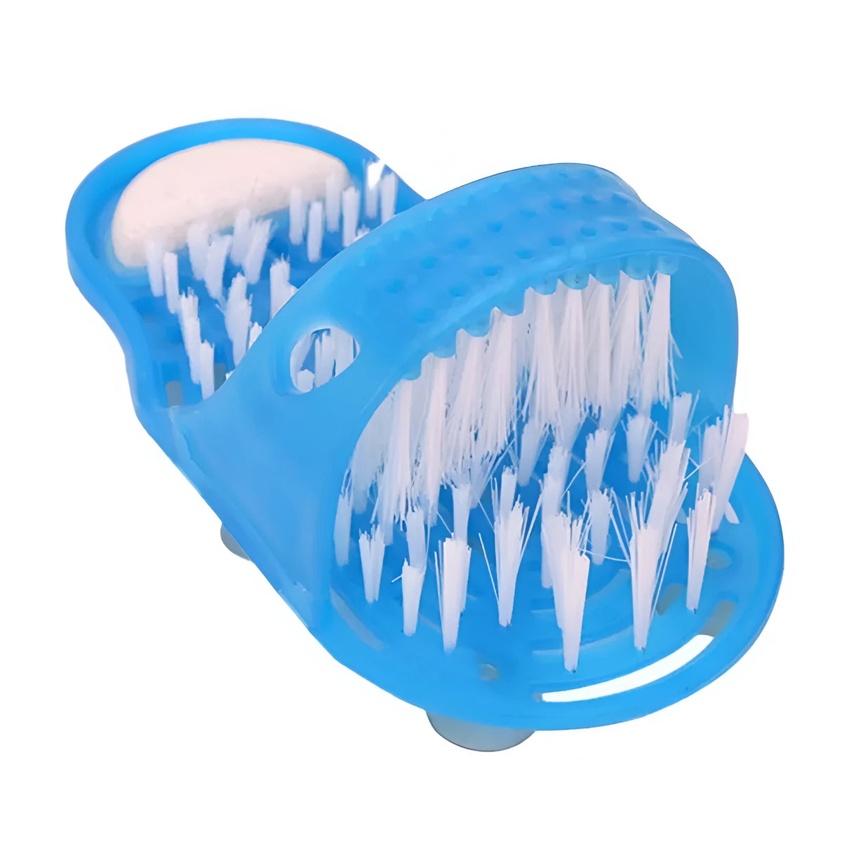 Plastic shower feet slipper with suction cup base and built-in pumice stone for cleaning feet without bending