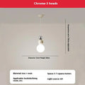 Cream Nordic pendant chandelier with 2 heads, chrome finish, for bedroom dining room 220V