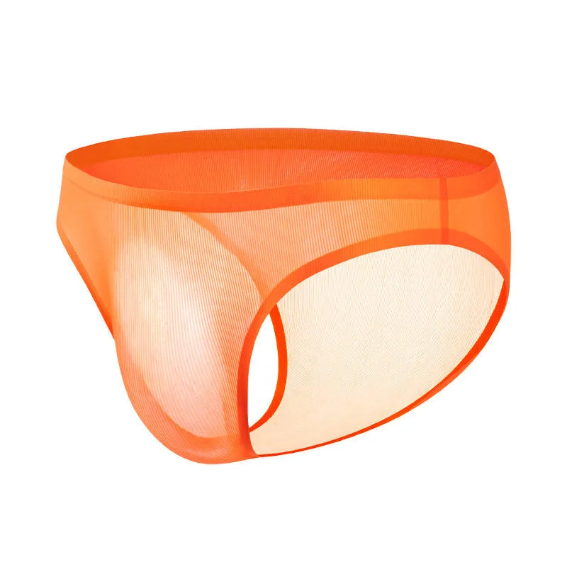 Women's low waist ice silk panties in seamless briefs design showing quick-dry fabric texture