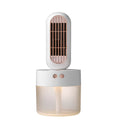 Small black and white humidifier fan with mechanical controls and oscillation function
