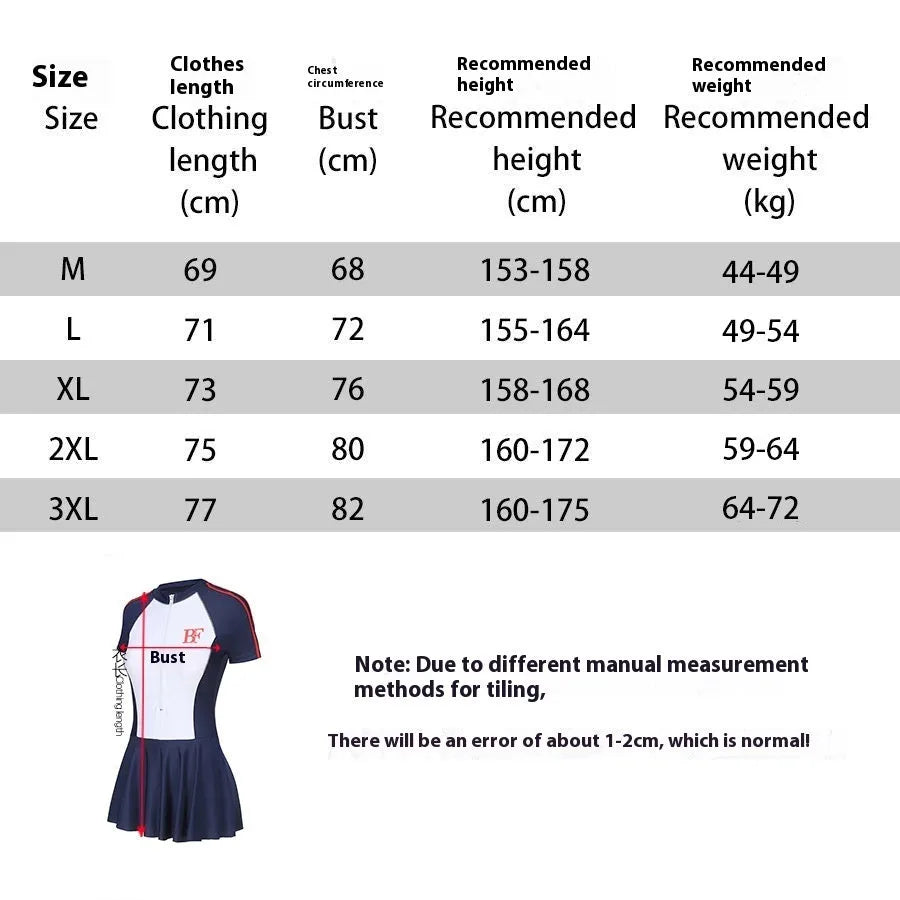 Conservative sports one-piece swimsuit with high elasticity for fitness and water activities