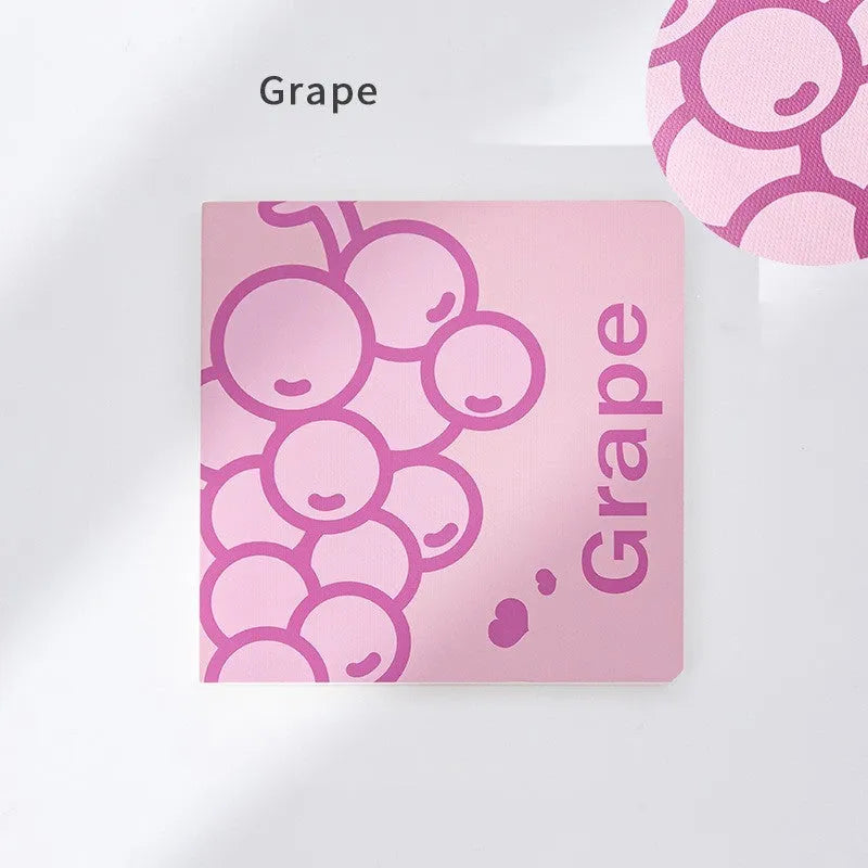 14.5cm square notebook with special paper cover showing fruit embossed design options