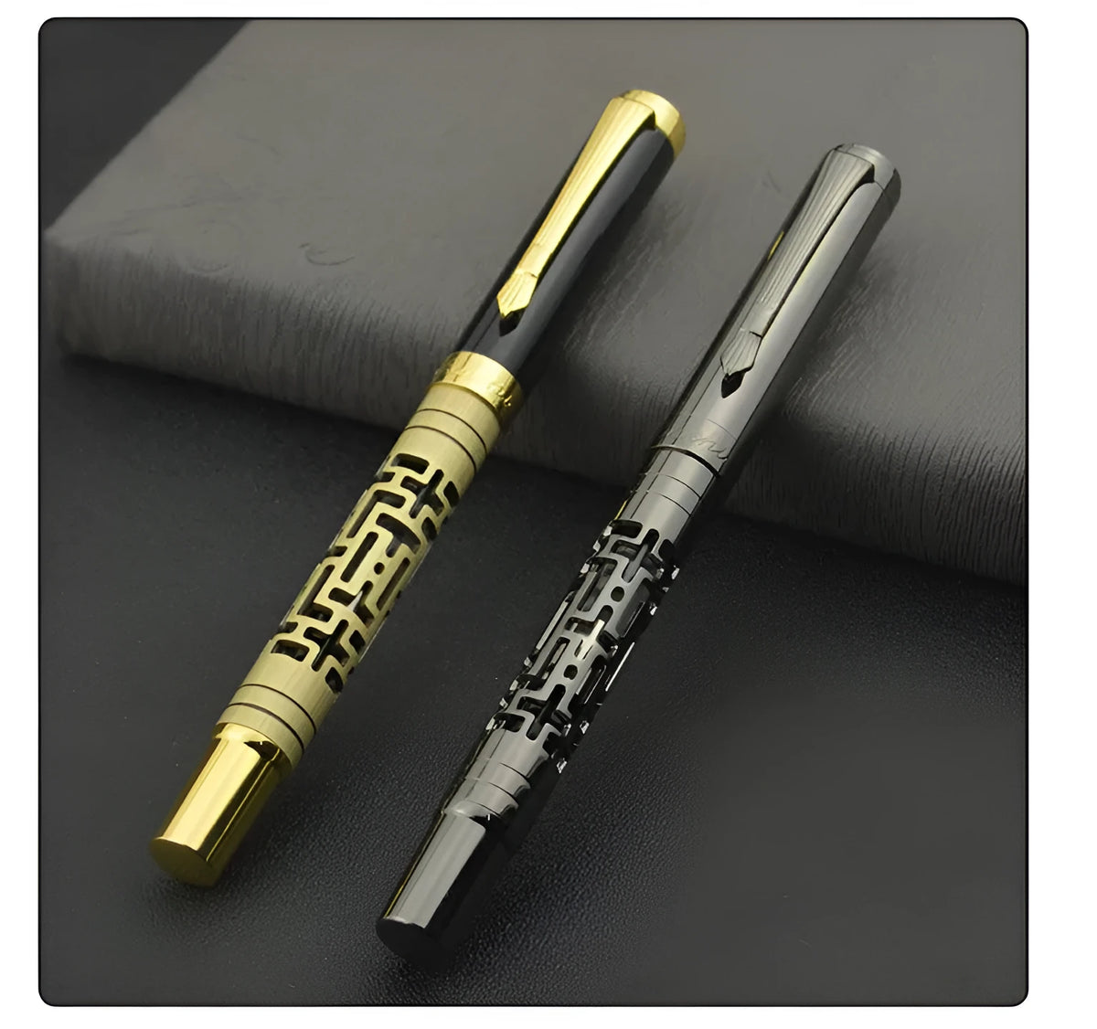 Metal fountain pen with iridium nib 0.7mm big tip in yellow bronze colour