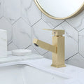 Nordic square pull brass faucet with brushed gold finish for sink installation