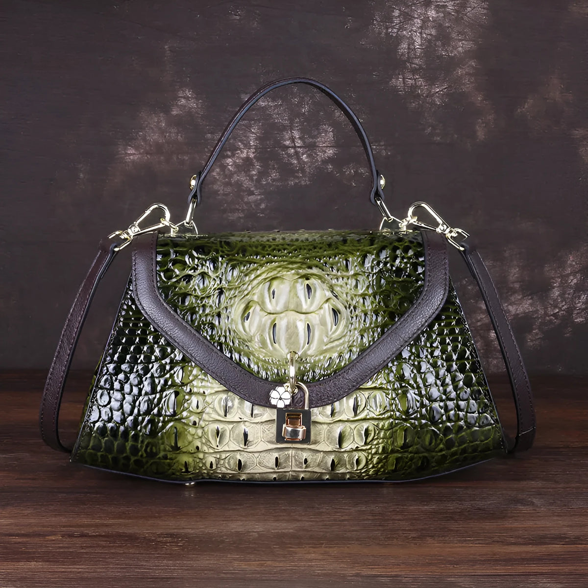 Ladies first layer cowhide tote bag, 31cm bottom length, retro coffee red green
