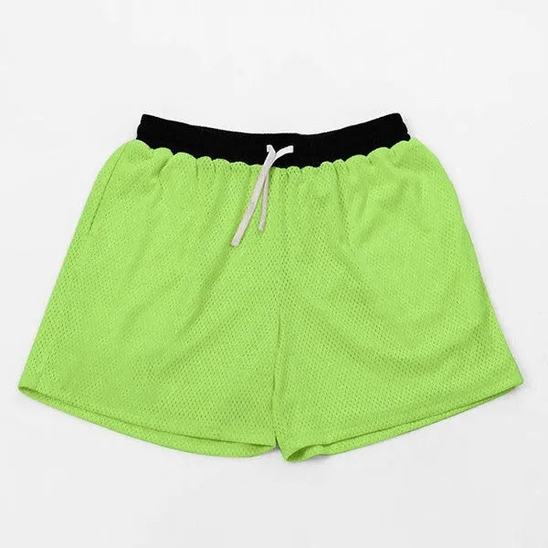 Men's solid colour mesh quick-drying shorts for running and fitness in summer