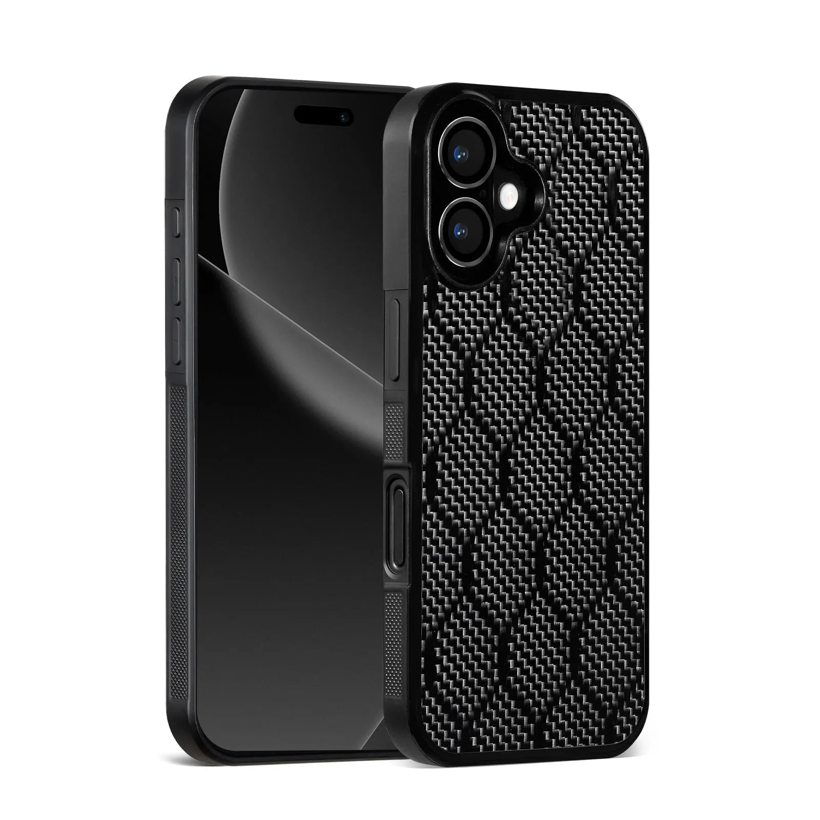 Honeycomb pattern shockproof phone case for iPhone 12-17 series with black polycarbonate back and TPU edges