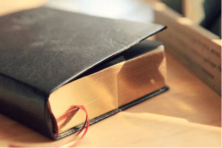 Large thick leather Phnom Penh notebook in A6 size with gold cover and 480 pages of writing paper