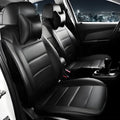 Universal fit car seat cover made from cow leather in a choice of four colours including beige and black with red line.