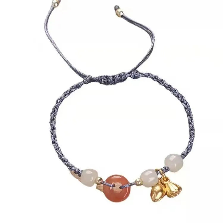 Hetian jade bracelet with constellation modelling, peace buckle closure, and coloured strap options including blue, yellow, red, and brown