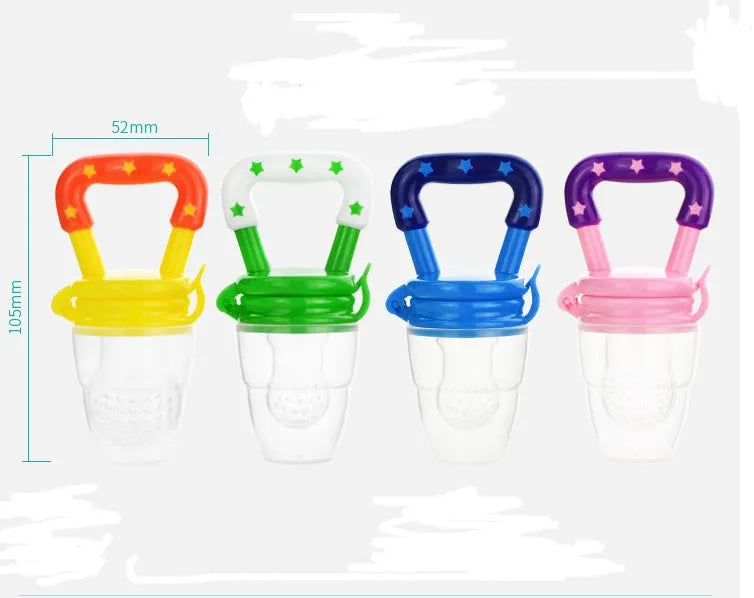 New baby silicone pacifier encapsulated food feeder in size M with blue silicone nipple