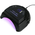 Rechargeable 64W LED nail lamp in black with dual light source and lithium battery