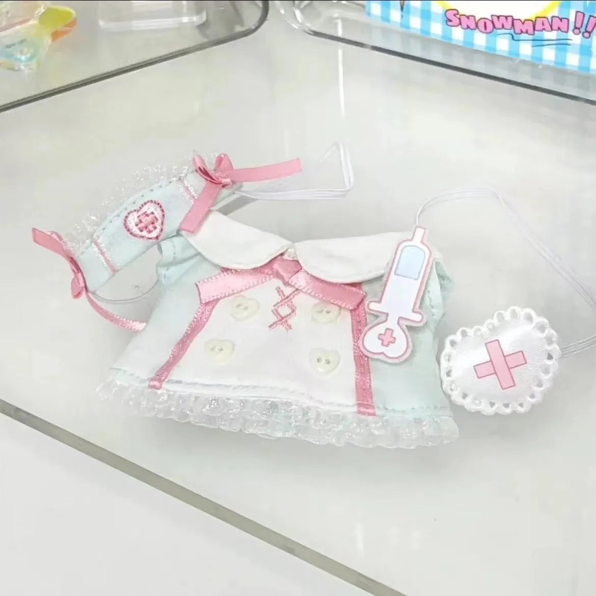 10cm doll clothes Little Nurse Suit cloth outfit in small hand guard colour for 10cm dolls