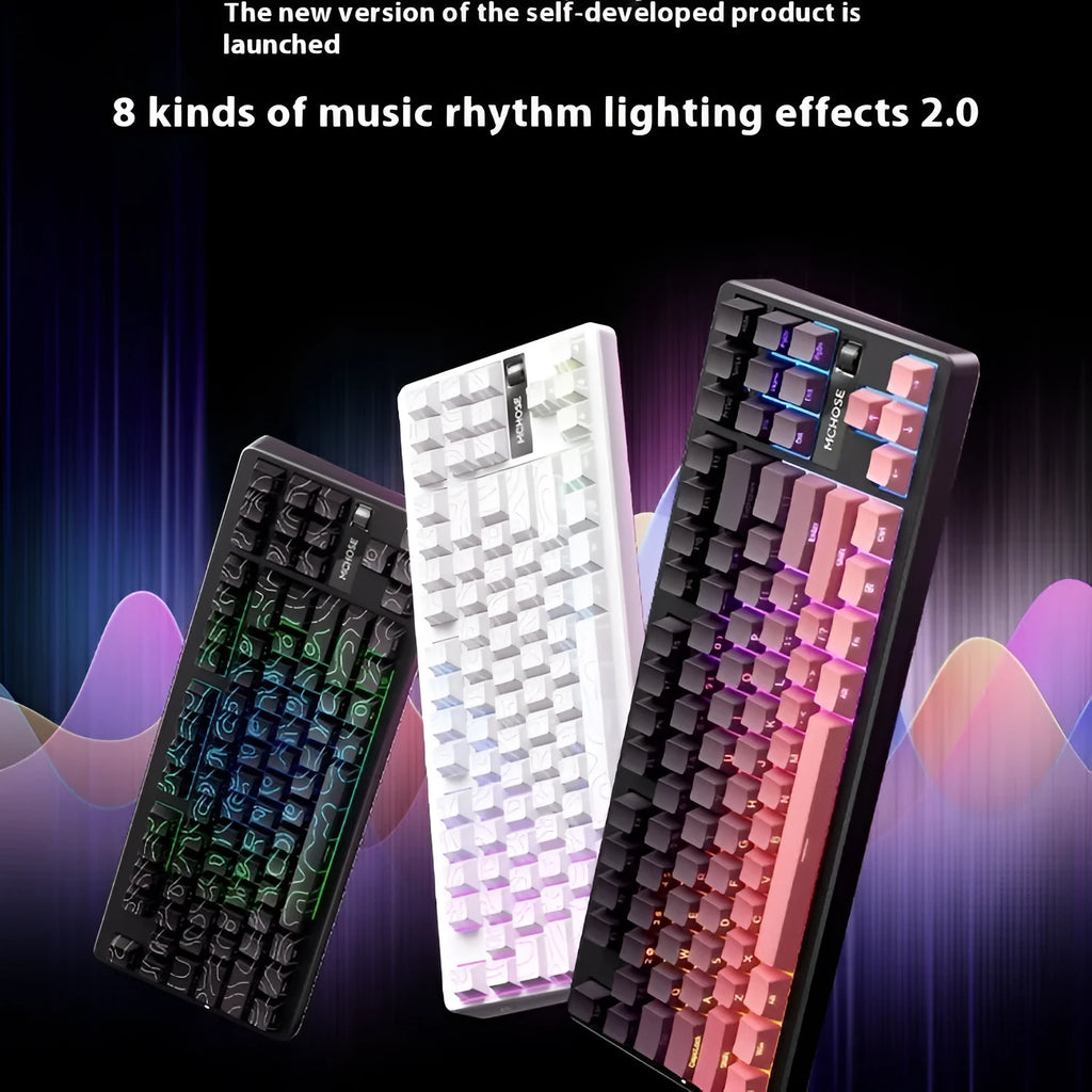 Wireless Bluetooth mechanical keyboard with ABS body and side-engraved design, shown in one of twelve styles.